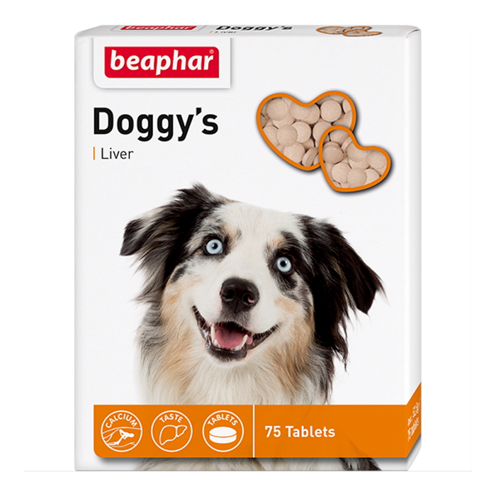 витамины для собак "beaphar 'doggy's + liver" с печенью (75 таб)