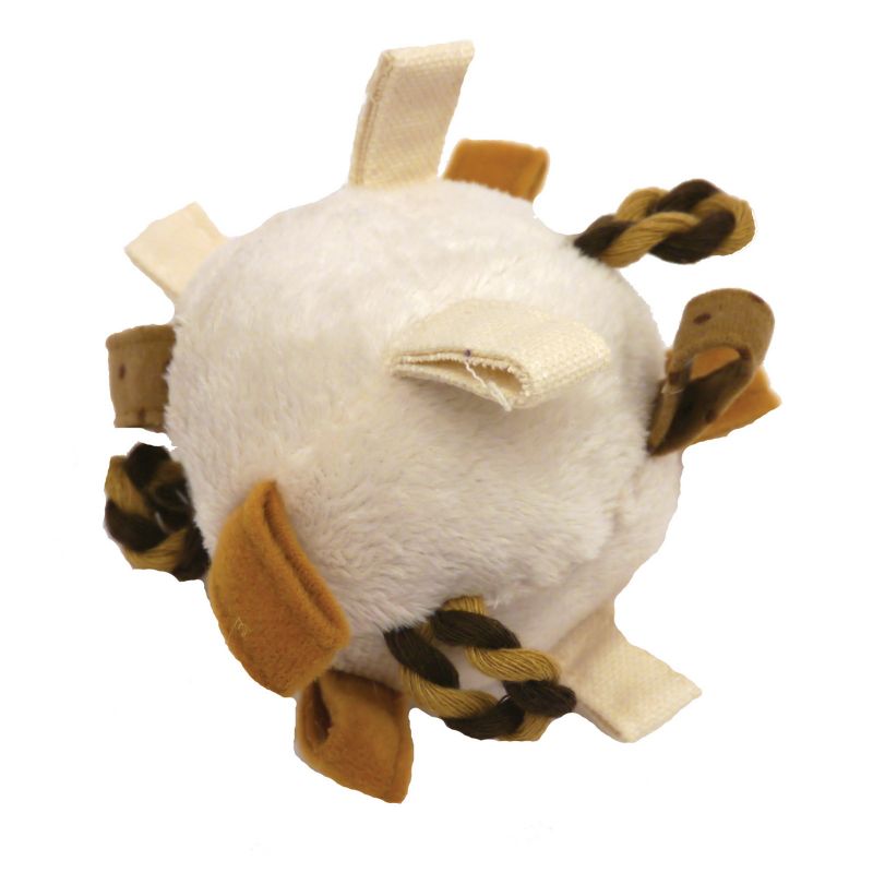 игрушка "плюшевый мяч с петельками" для собак мягкая бежевый, 10 см