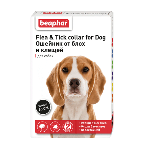 ошейник для собак "beaphar flea & tick collar for dog" (беафар) от блох и клещей (черный) 65 см