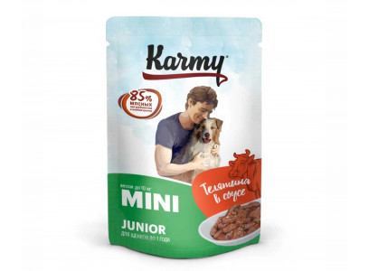 паучи "karmy mini junior" для щенков телятина в соусе