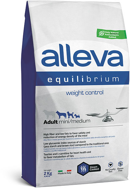 полнорационный сухой корм для взрослых собак мелких и средних пород для контроля веса "alleva equilibrium weight control mini/medium"(аллева эквилибриум)