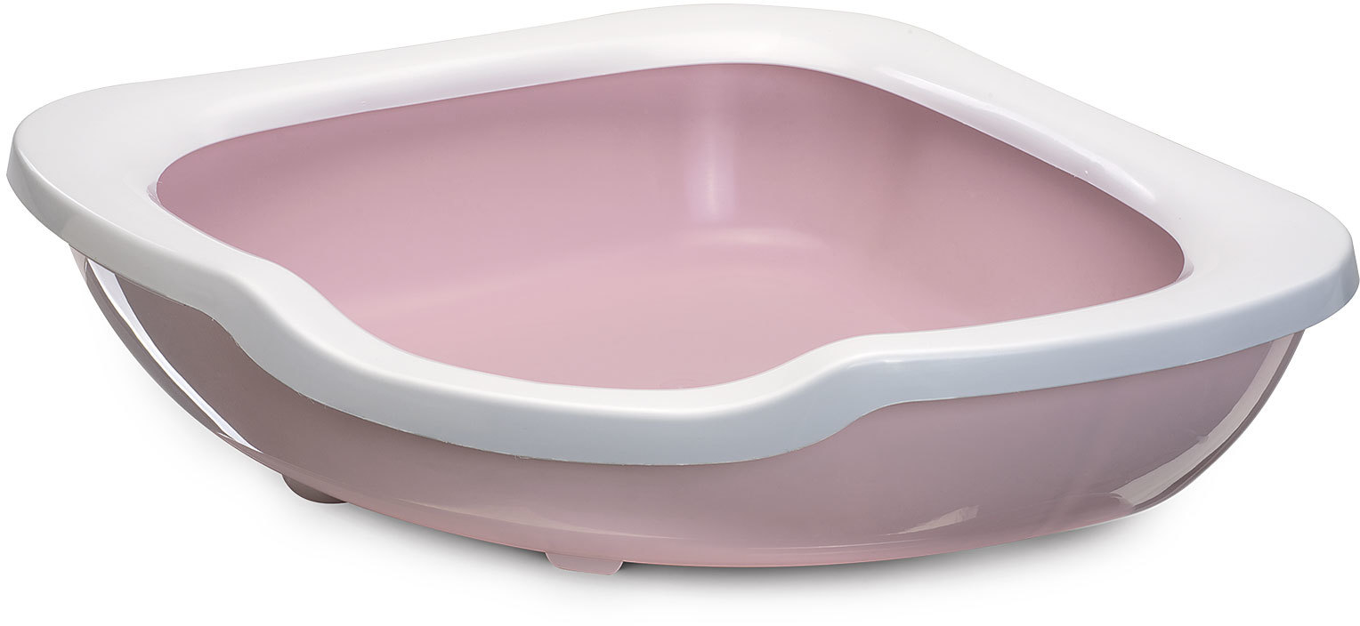 imac туалет-лоток для кошек угловой fred 51х51х15,5h см, темно-розовый