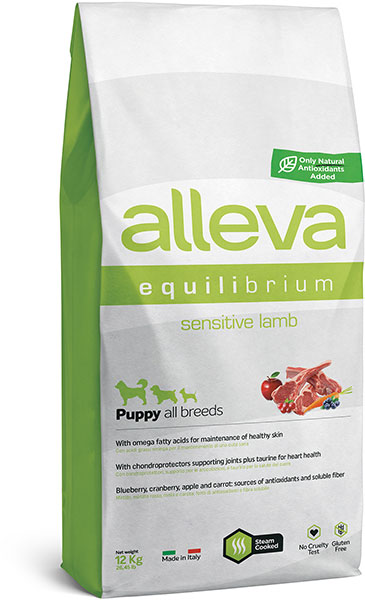 полнорационный сухой корм для щенков всех пород "alleva equilibrium sensitive lamb puppy all breeds"(аллева сенситив паппи) ягненок