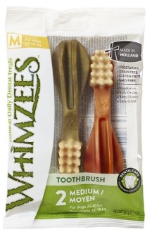 whimzees зубная щетка для собак м 11 см 2 шт в блистере