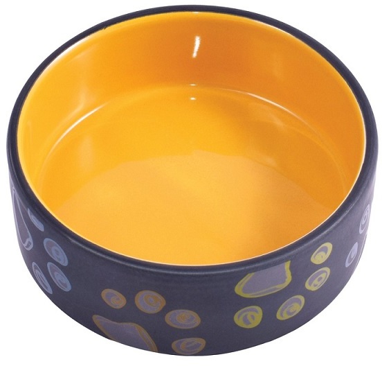 миска керамическая для собак "mr.kranch" черная с желтым, 420 мл