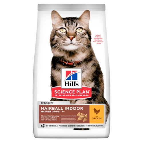 сухой корм для кошек "hill's science plan adult hairball indoor" (хиллс хаирболл) выведение комков шерсти, с курицей