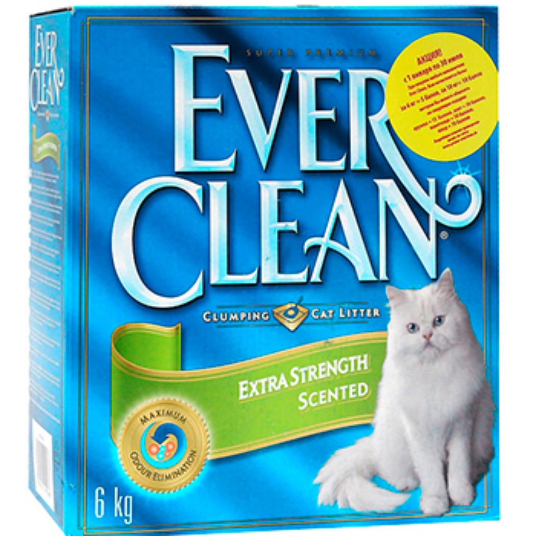 наполнитель  для кошачьего туалета "ever clean extra strong clumping scented" комкующийся с ароматизатором  (зеленая полоска)