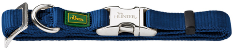 hunter ошейник для собак alu-strong l (45-65 см) нейлон с металлической застежкой темно-синий