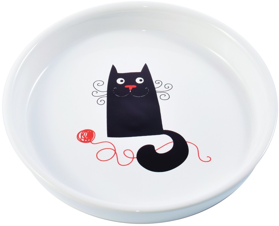 миска керамическая для кошек "mr.kranch" с кошкой, 210 мл (белая)