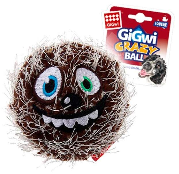 gigwi игрушка для собак grazy ball мяч с пищалкой коричневый 7см