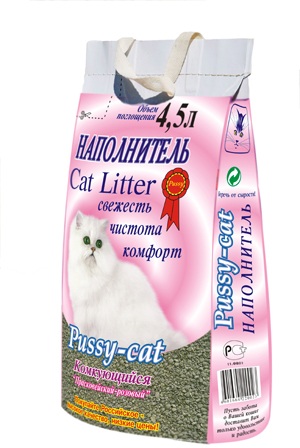 наполнитель для кошачьего туалета "pussy cat" (пусси кэт) комкующийся розовый