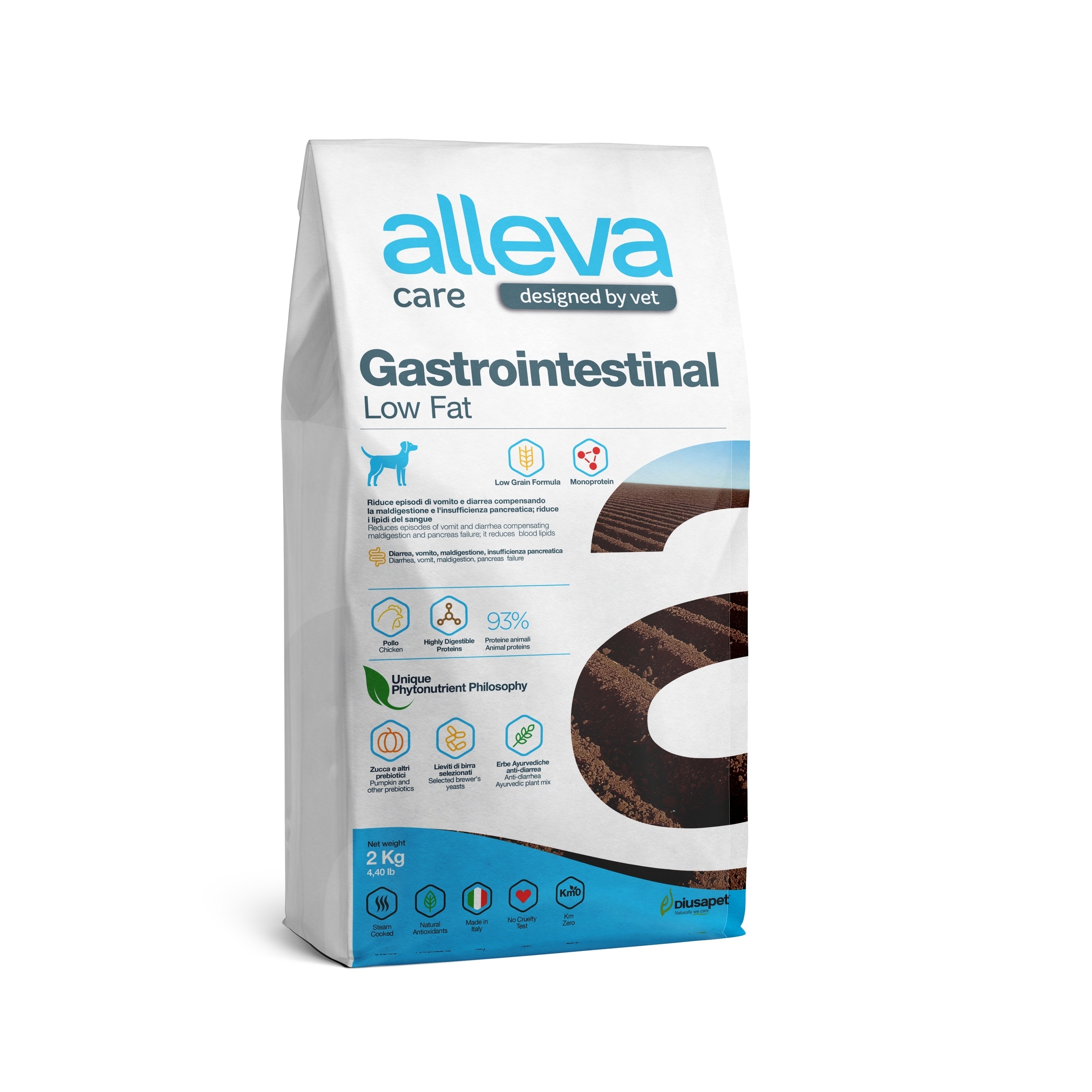 корм для собак "alleva care gastrointestinal low fat" (аллева кэр гастроинтестинал) с низким содержанием жиров