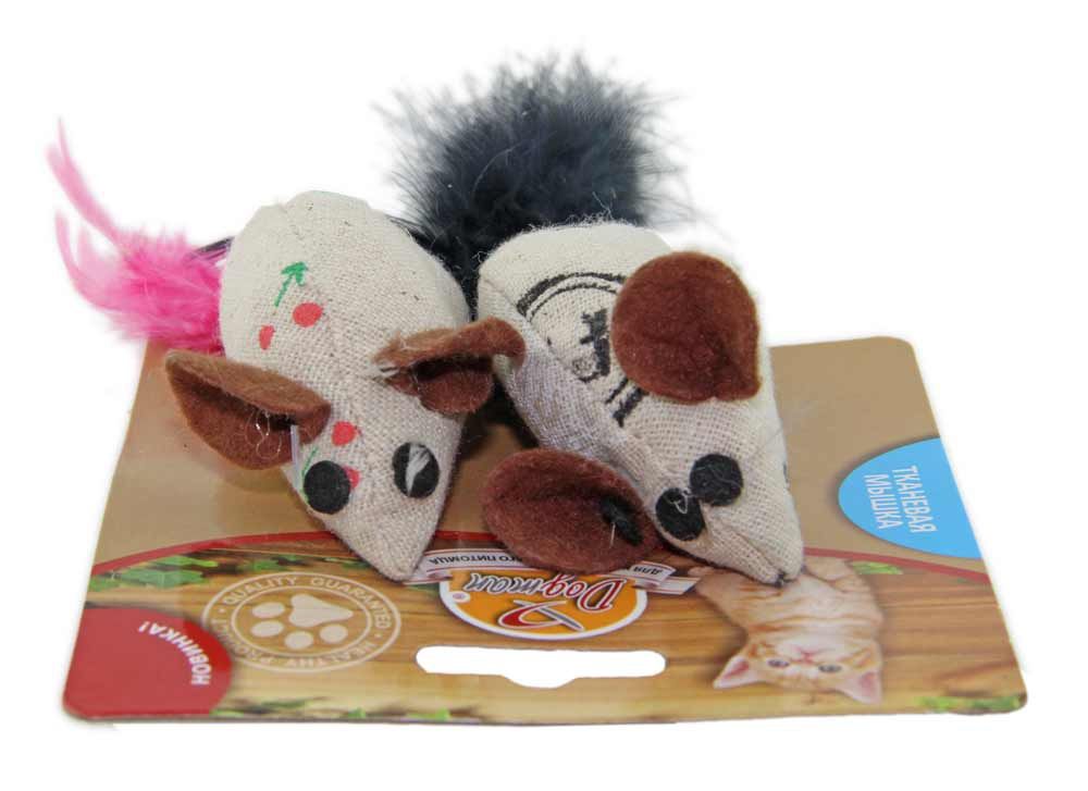 игрушка для кошек "dogman" тканевая мышка (2 штуки)