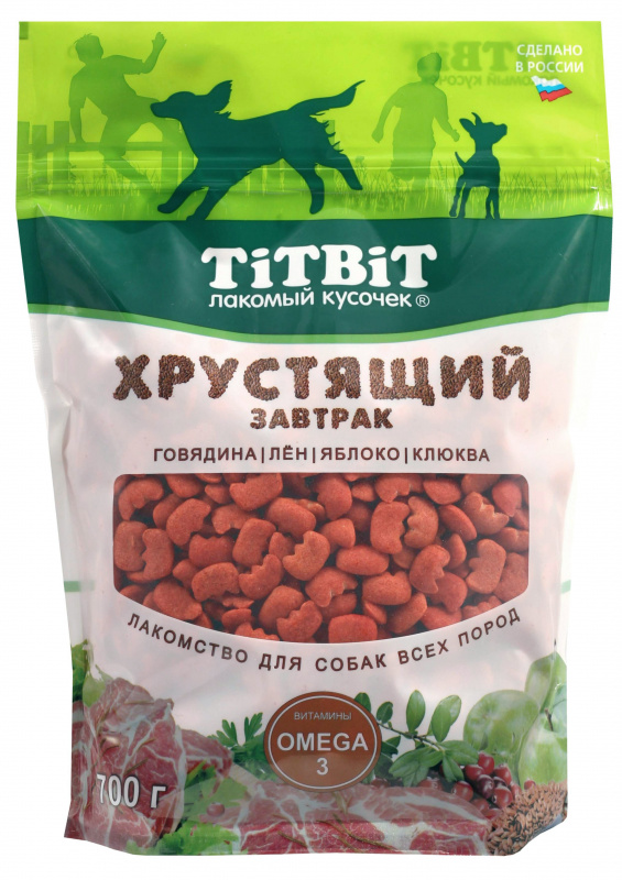 лакомство для собак всех пород "titbit" (титбит) завтрак хрустящий с говядиной, 700 г