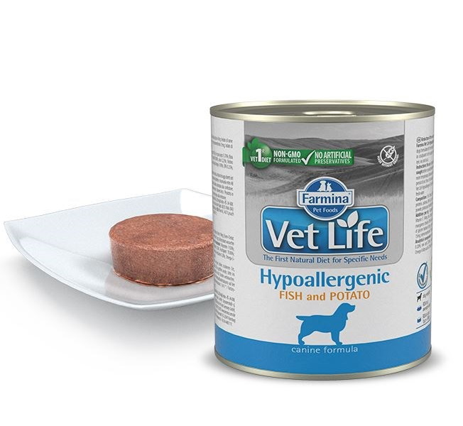 консервы для собак с пищевой аллергией "farmina vet life hypoallergenic" (фармина гипоаллергеник) с рыбой и картофелем