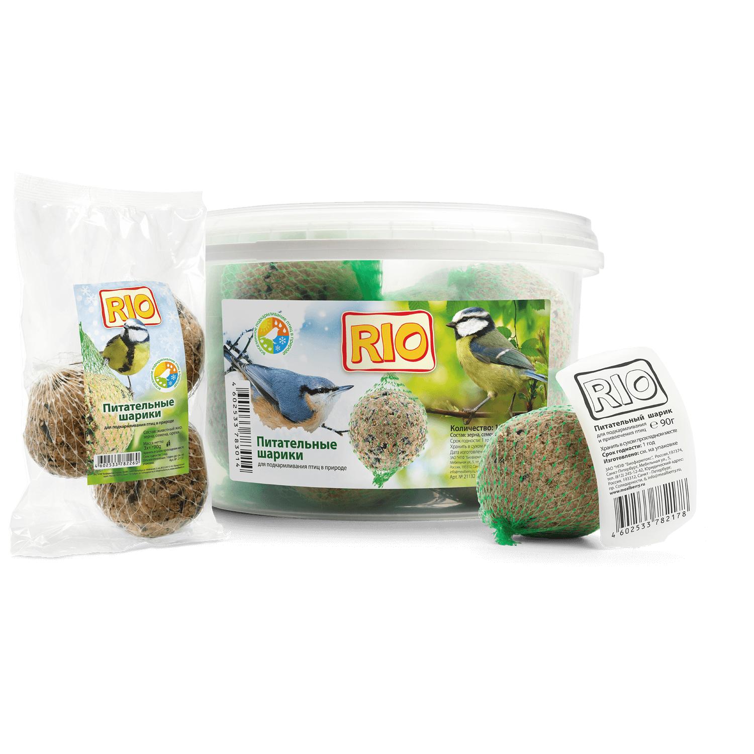 лакомство для всех видов птиц "rio" (рио) питательные шарики (1 шт)