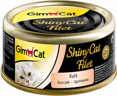 консервы для кошек "gimcat shinycat filet" из цыпленка (70 г)