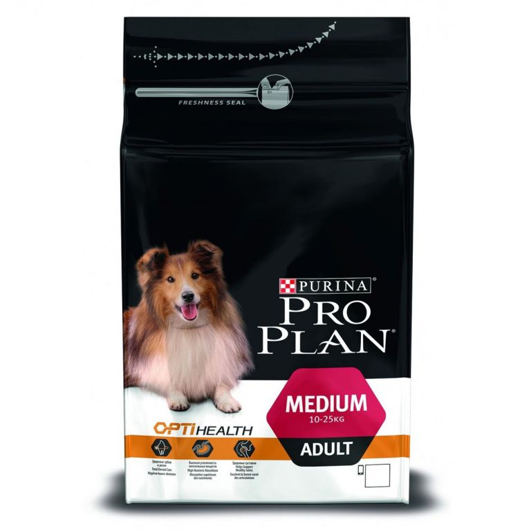 сухой корм для взрослых собак средних пород "pro plan medium adult" (проплан) с курицей