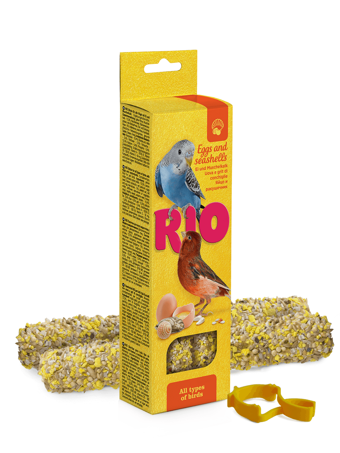 лакомство для всех видов птиц "rio" (рио) палочки с яйцом и ракушечником, 2х40г