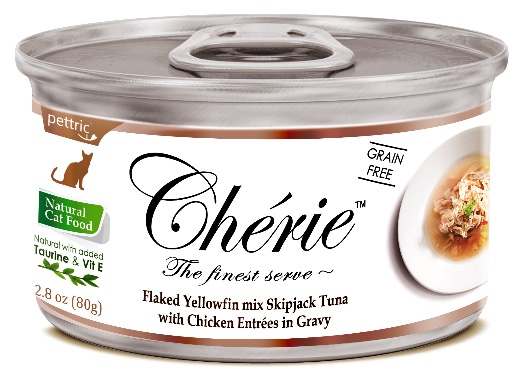 влажный корм для кошек "pettric cherie" (петтрик) с тунцом и курицей в подливе, 80 г