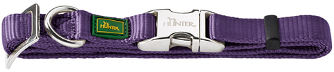 hunter ошейник для собак alu-strong s (30-45 см) нейлон с металлической застежкой фиолетовый