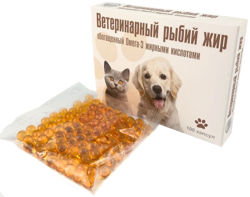 витамины для собак и кошек "вака" рыбий жир в капсулах с омега-3 (100шт)