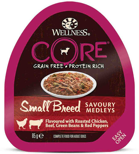 консервы для собак мелких пород "wellness core small bread" из курицы с говядиной, зеленой фасолью и красным перцем