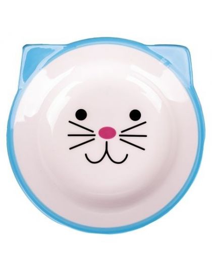 миска керамическая для кошек "mr.kranch" мордочка кошки, 150 мл (голубая)