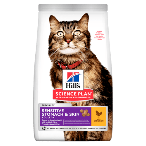 сухой корм для кошек "hills sensitive stomach & skin" (хиллс) c чувствительной кожей и желудком