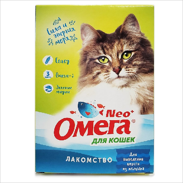 витамины для кошек "омега neo+ выведение шерсти" с ржаным солодом, таблетки, 90 шт