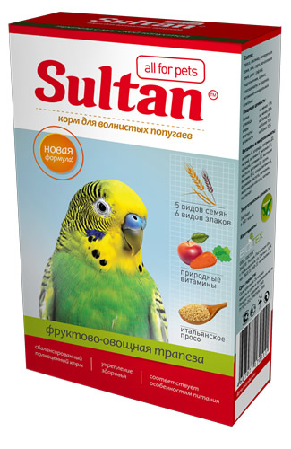 корм для волнистых попугаев "sultan" (султан) фруктово-овощная трапеза