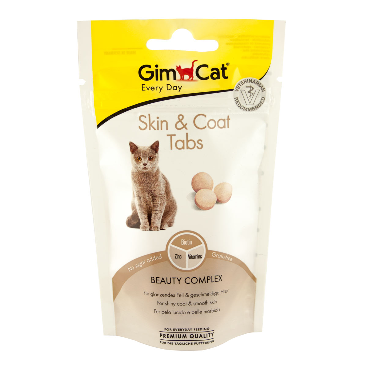 витамины для кошек "gimcat skin&coat tabs" для кожи и шерсти 40 г