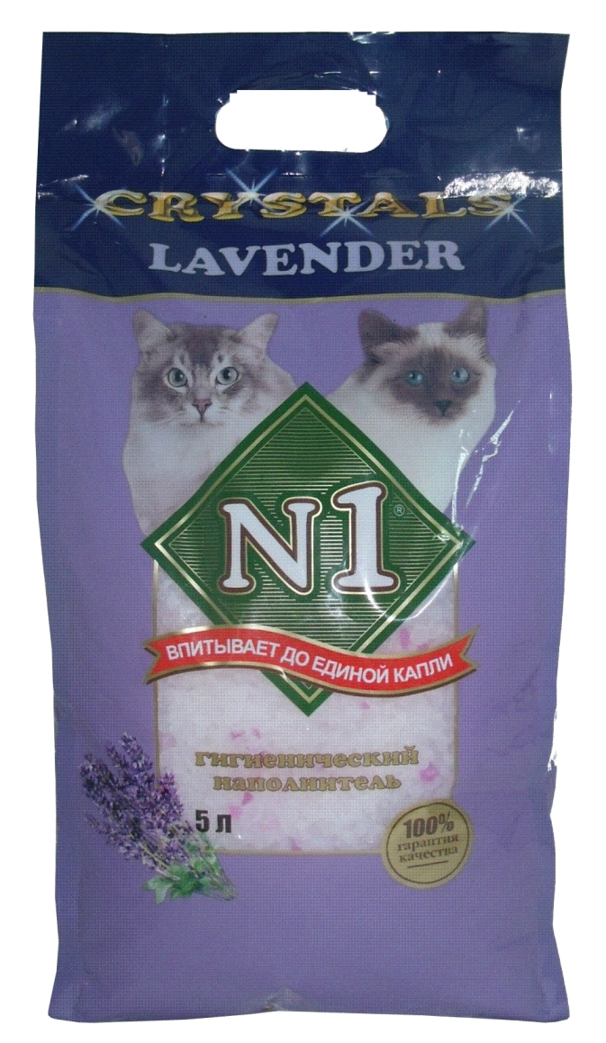 наполнитель для кошачьего туалета "n1 cristals lavender" с лавандой силикагелевый