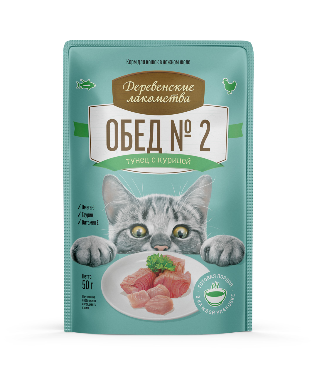 паучи для кошек "деревенские лакомства обед № 2" с тунцом и курицей