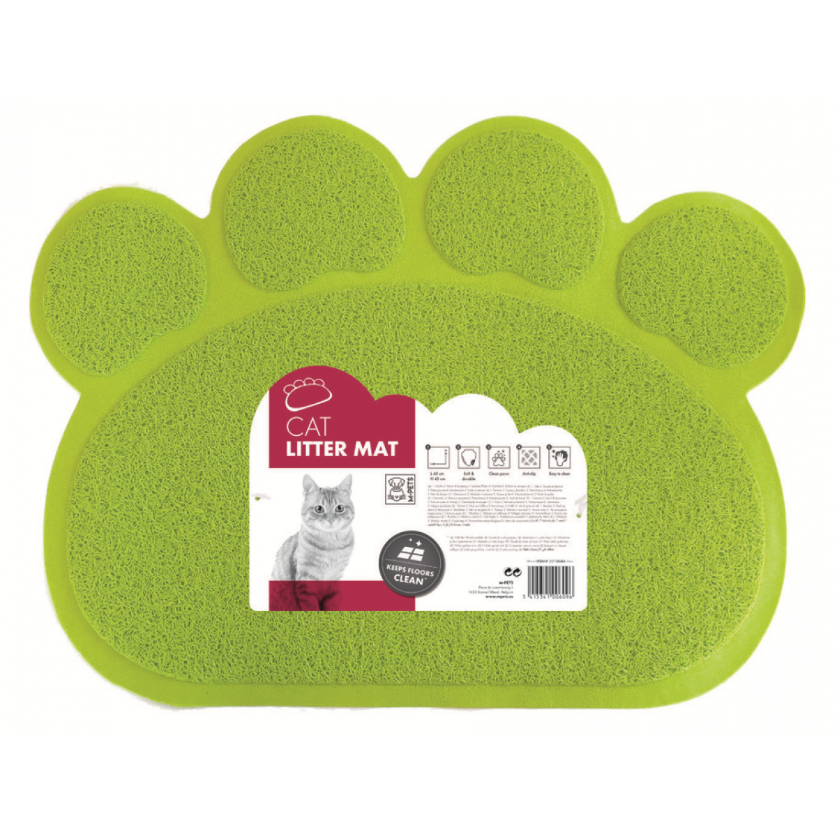 коврик притуалетный для кошачьего лотка "mpets" (мпетс), 60х45 см, зелёный