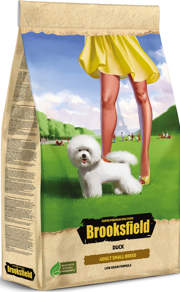 сухой корм для собак мелких пород "brooksfield small breeds"(бруксфилд) с уткой и рисом