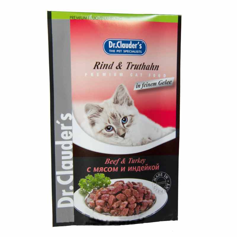 паучи для кошек "dr. clauder's" (д-р клаудер) с мясом и индейкой в желе