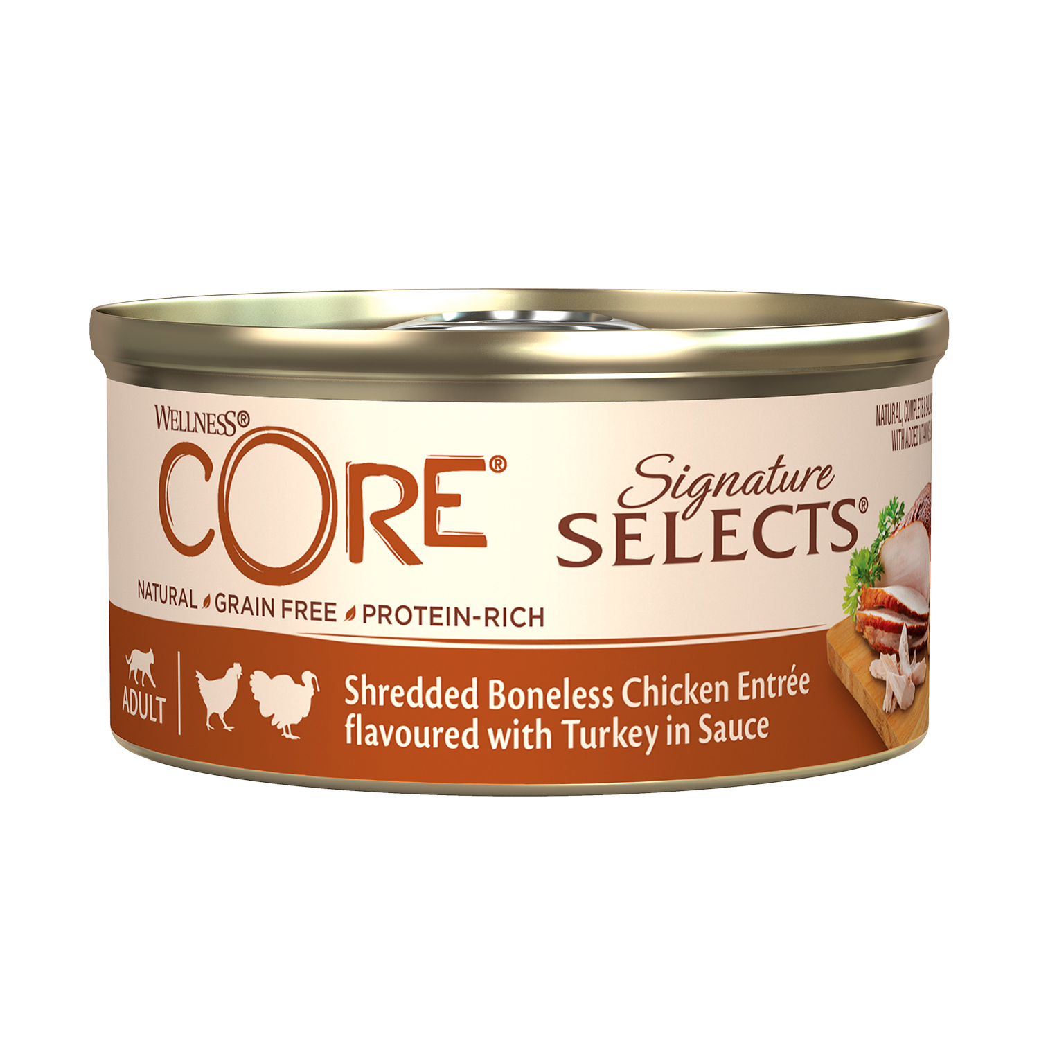 консервы для кошек "wellness core signature selects" из курицы с индейкой в виде фарша в соусе (79 г)