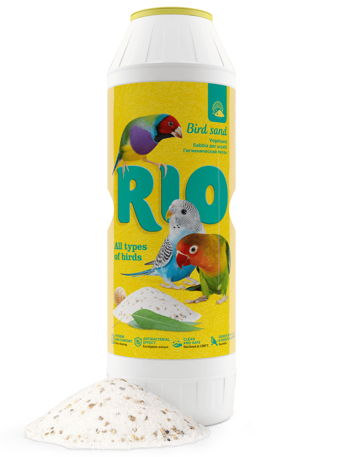 песок гигиенический для птиц "rio" (рио) с экстрактом эвкалипта и ракушечником, 2 кг