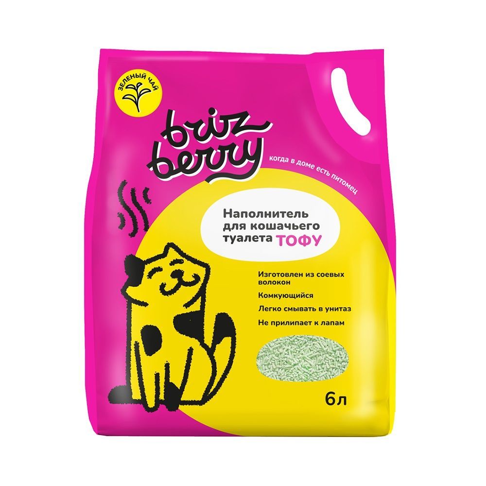 наполнитель для кошачьего туалета "brizberry тофу" комкующийся, без запаха