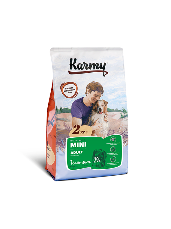 сухой корм для собак мелких пород "karmy mini adult" (карми) с телятиной