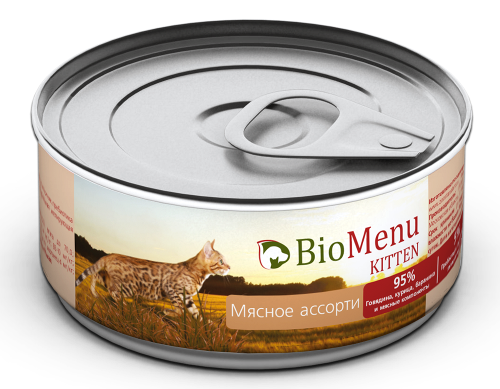 консервы для котят "био меню" паштет мясное ассорти