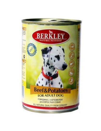 berkley  консервы для собак говядина с картофелем 400г