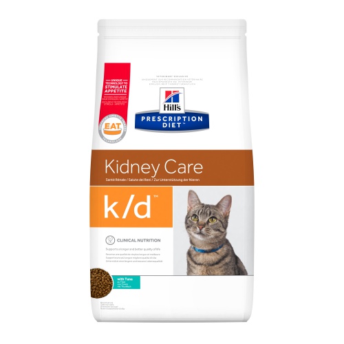 сухой корм для кошек "hill's prescription diet k/d feline renal health" (хиллс ренал к/д) лечение заболеваний почек, профилактика мкб оксалаты, ураты, с тунцом