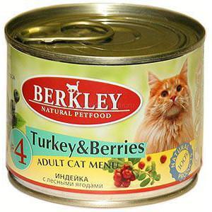 консервы для кошек "berkley local №4" (беркли) индейка с лесными ягодами