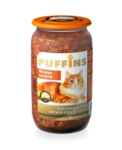 консервы для кошек "puffins" (пуффинс) мясное ассорти