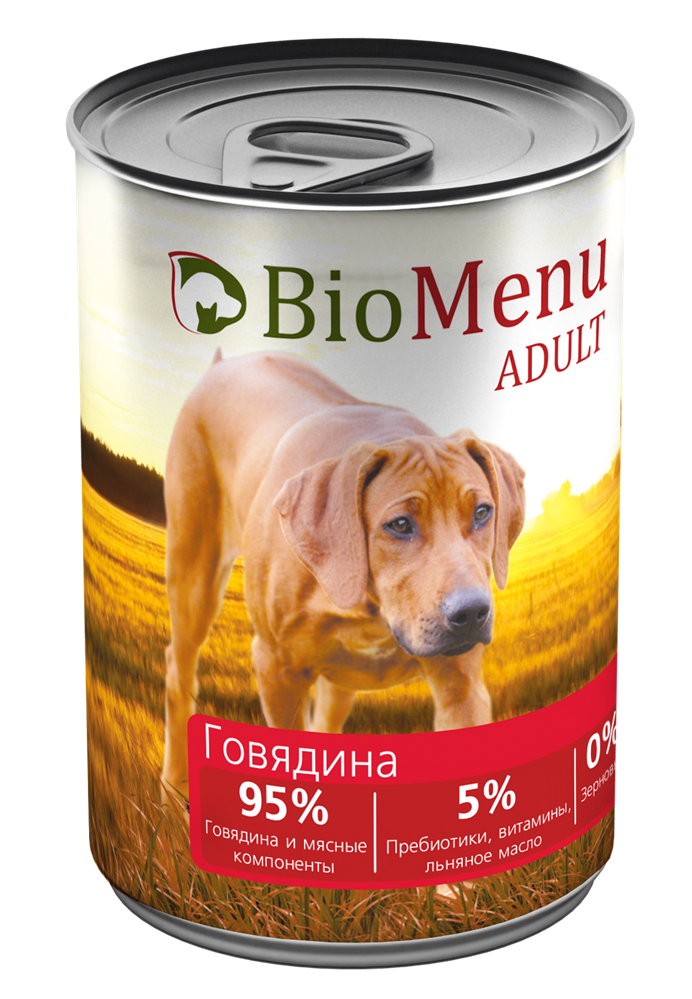 консервы для собак "био меню" с говядиной