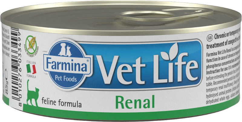 консервы для кошек при болезни почек и почечной недостаточности "farmina vet life renal" (фармина ренал) с курицей