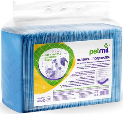 петмил пеленка впитывающая одноразовая 60*40*30шт