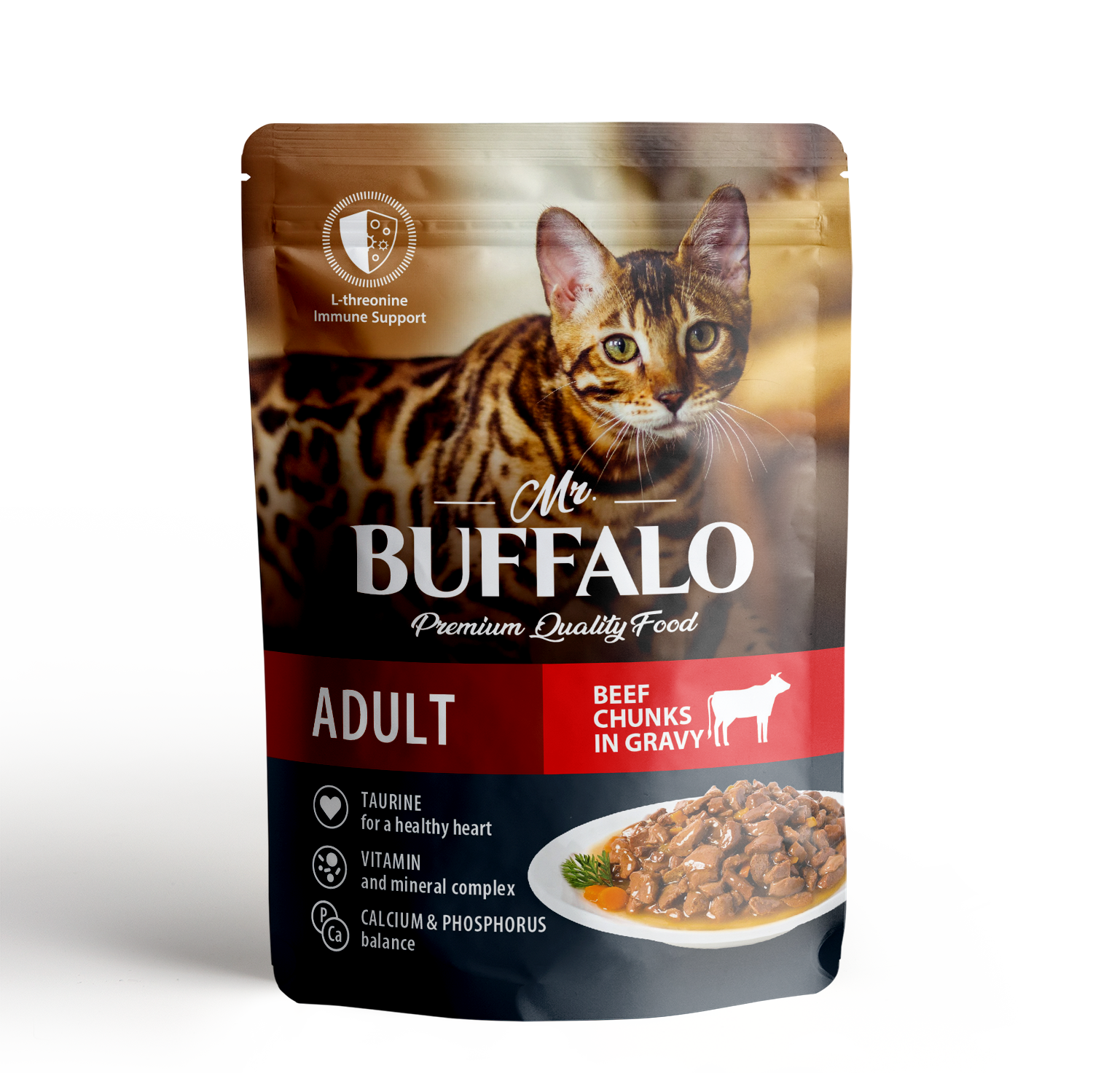 паучи для взрослых кошек "buffalo adult" (баффало) говядина в соусе